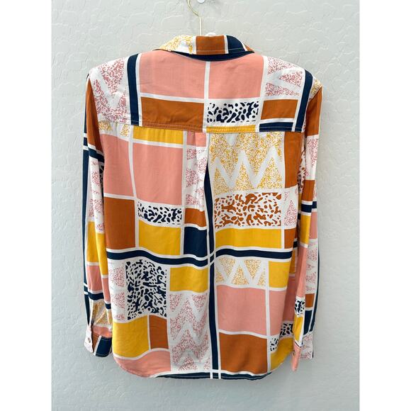 ANTHROPOLOGIE | The Odells Button Down Blouse Abstract Geo Print | Size XS - Picture 4 of 6